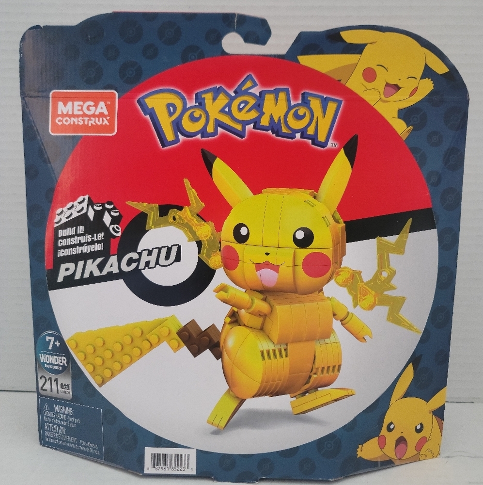Mega Construx Toys Pokemon Build Pikachu Figure Wonder Builders Set 211Pcs GMD31